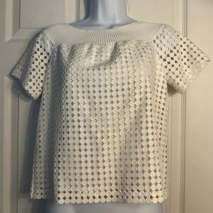 W by Worth White circle lace short sleeve top XP